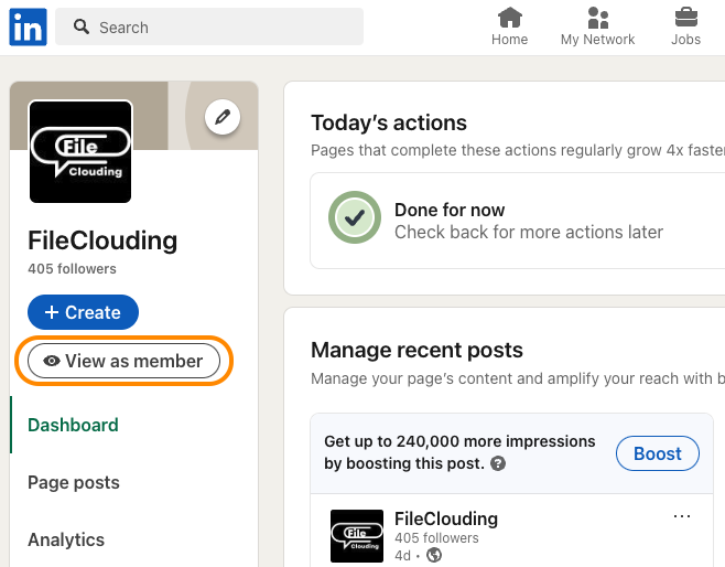 Linkedin page